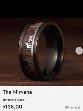 The Nirvana Black Tungsten + Brown Wood Inlay Ring
